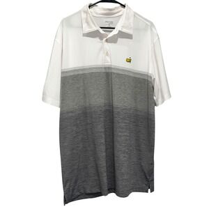 Masters Tech Golf Polo Shirt Mens XL White Grey Ombre Color Block Logo
